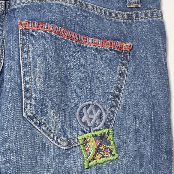 Cabi Jeans Womens Size 2 Straight Leg Low Rise Medium Wash Patchwork Denim Pants - Picture 4 of 8